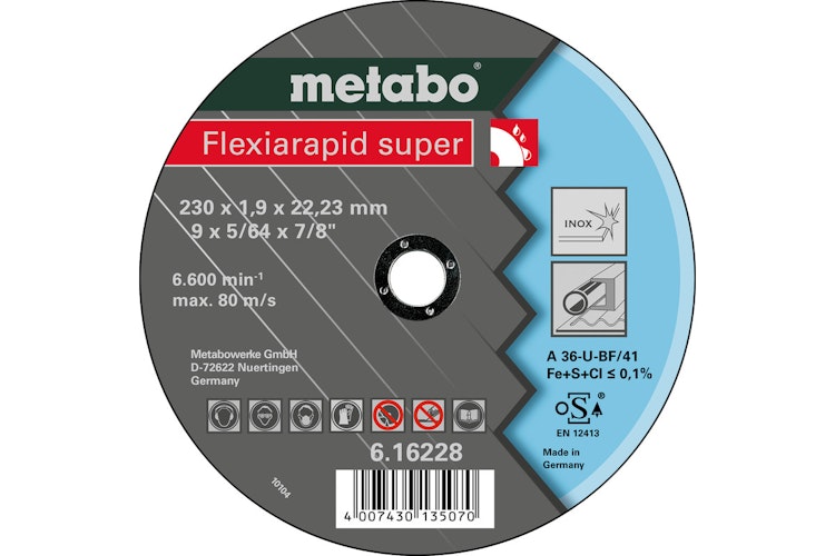 Metabo Flexiarapid super 230x1,9x22,23 InoxTrennscheibegerade Ausführung