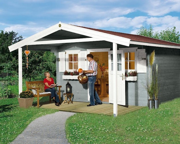 Weka 28 mm Gartenhaus 110 A mit Vordach (200 cm)