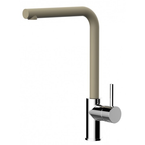 Wasserhahn Küchenarmatur, SAM, mit 360° schwenkbarem L-Auslauf, Verchromt / Taubengrau