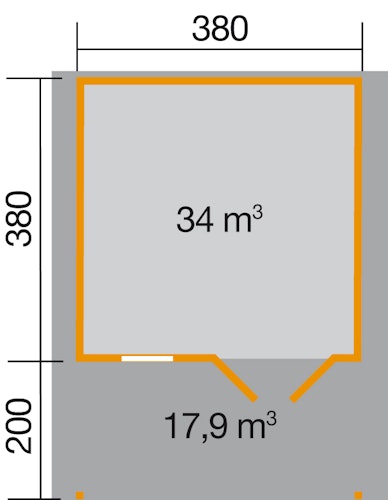 Weka 28 mm Gartenhaus 111 A mit Vordach (200 cm)
