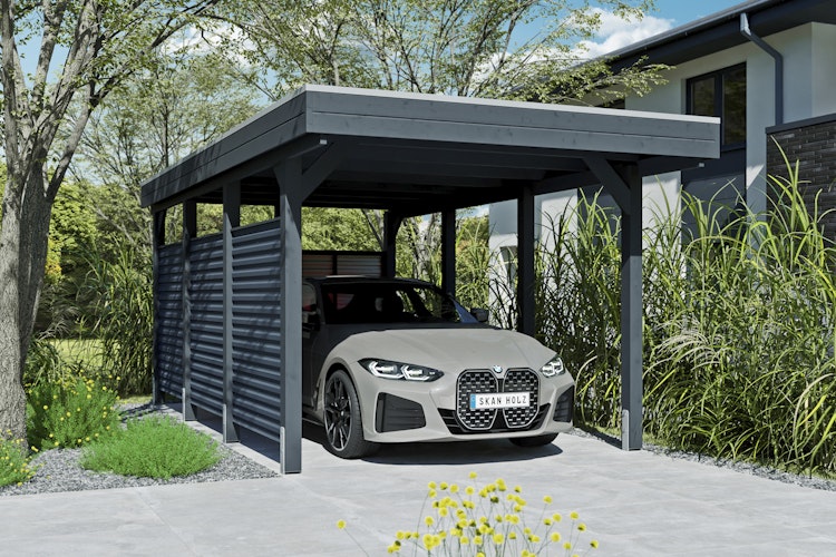 Skan Holz Carport Friesland Hybrid Set 11 314x555 cm inkl. Rück- und Seitenwände aus Aluminium