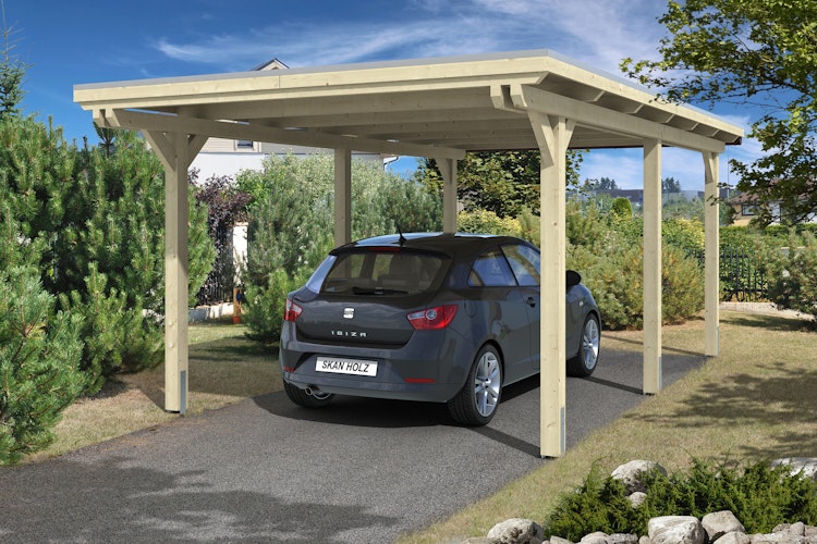 Skan Holz Emsland - Flachdach Carport aus Leimholz Breite 354 cm