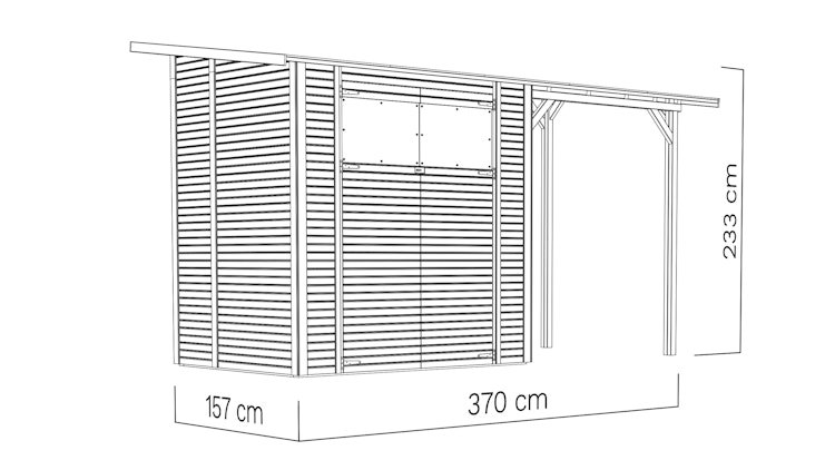 Bertilo Gartenhaus Pent Modern 2 Plus inkl. Anbaudach - 18 mm