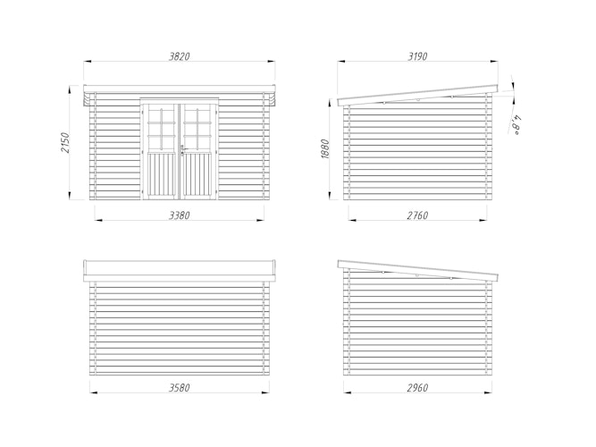 Palmako Gartenhaus Alice 9,0 m² - 28 mm