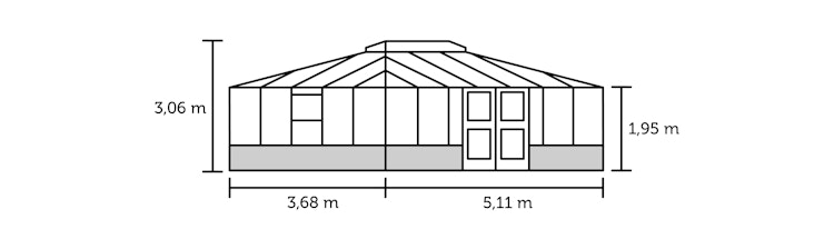 Juliana Gewächshaus Grand Oase anthrazit - 3 mm Sicherheitsglas - für Mauer - 18,8 m²