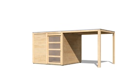 Karibu Gartenhaus Qubic 1 mit Schiebetür und 230 cm Schleppdach - 19 mm-naturbelassen