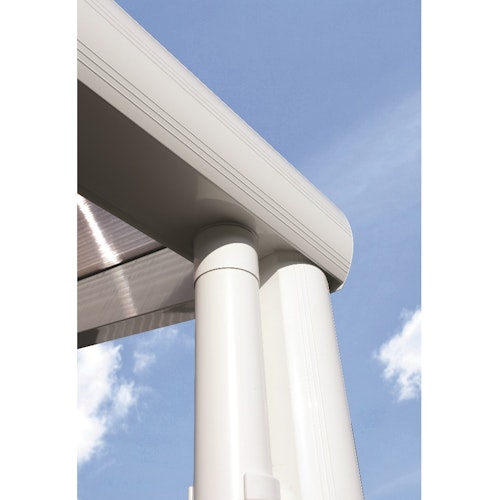 Skan Holz Aluminium Terrassenüberdachung Modena Breite 434 cm mit Echtglas-Dach