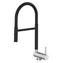 Vorschaubild NIEDERDRUCK Wasserhahn Vorfenster Küchenarmatur, Umklappbar 6 CM, mit 360° schwenkbarem Auslauf, abnehmbare 2 strahl Handbrause, Verchromt und Schwarz Matt