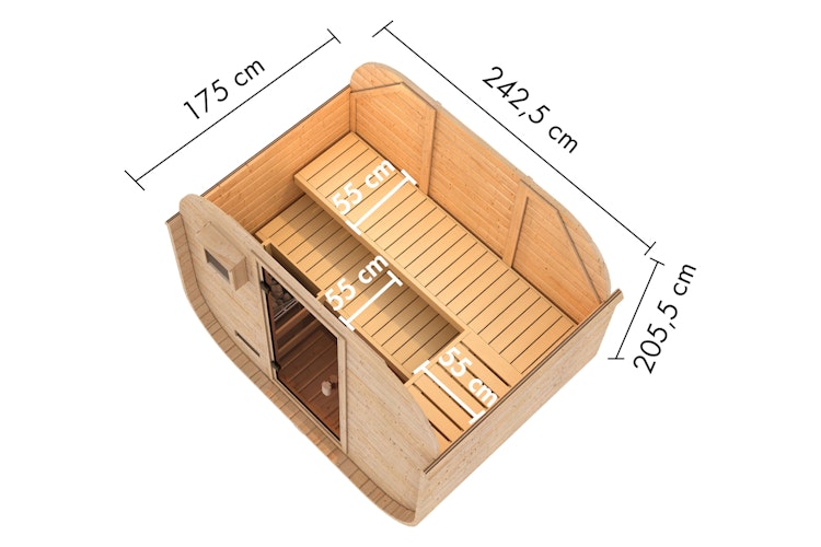 Karibu Saunahaus Fasssauna Quadro 1 Plus - 38 mm inkl. gratis Sauna-Zubehörset im Wert von 234,94 €
