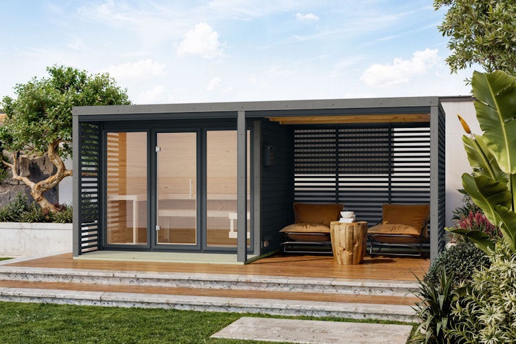 Karibu Saunahaus Ares 3 - Hybridhaus mit Metallrahmen - 38 mm inkl. gratis Sauna-Zubehörset im Wert von 234,94 €