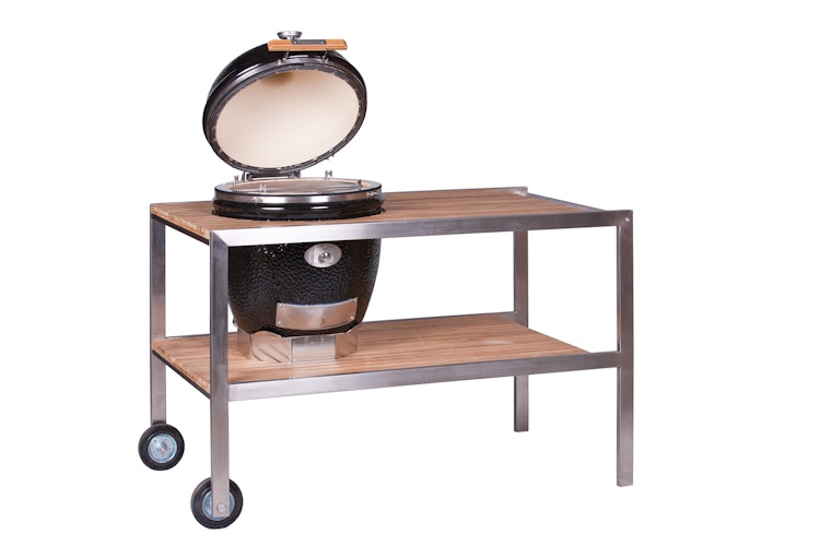 Monolith Teakholztisch für CLASSIC Keramikgrill - Modell 2021, Edelstahl