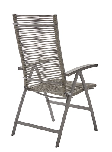 Diamond Garden Hochlehner VALENCIA, Edelstahl Dunkelgrau / Rope Grau / Alu-Armlehnen