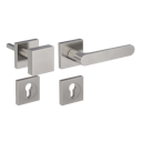 Vorschaubild Griffwerk AVUS GK4 -Samtgrau Rosettengarnitur -Schraubtechnik -eckig -Knopf Square -WR -TS: 38-45mm