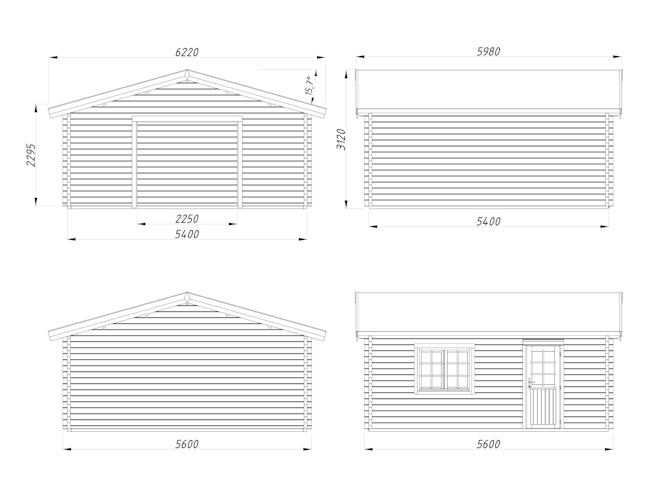 Palmako Garage Roger 27,7 m² - 70 mm - ohne Tor