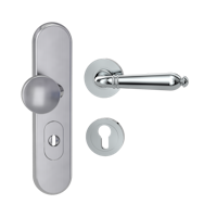 Griffwerk Kombi-Schutzbeschlag TITANO SB_882 mit Griff CAROLA 72mm Zylinderabdeckung Tür 38-50mm R CAROLA Chrom