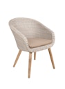 Vorschaubild Garden Pleasure Gartenmöbel Set FREMONT / ARVADA, Tisch Ø 110 + 4 Sessel, Akazie / Polyrattan Pfeffergrau / Kissen 100 % Polyester Taupe