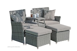 Garden Pleasure Doppelsessel-Set CALGARY, Polyrattan Graubraun / Kissen 100 % Polyester Grau