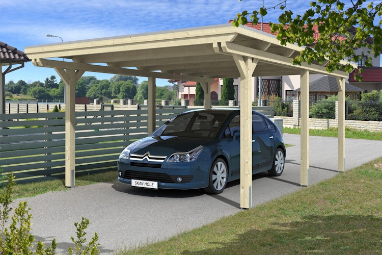 Skan Holz Emsland - Flachdach Carport aus Leimholz Breite 404 cm