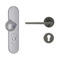 Griffwerk TITANO Kombi SB_882 ES1 (S2) -Edelstahl matt Kombi-Schutzbeschlag -Knopf/Drücker -mit Griff REMOTE -KGR -rund -L -ZA, 72mm -TS 38-50