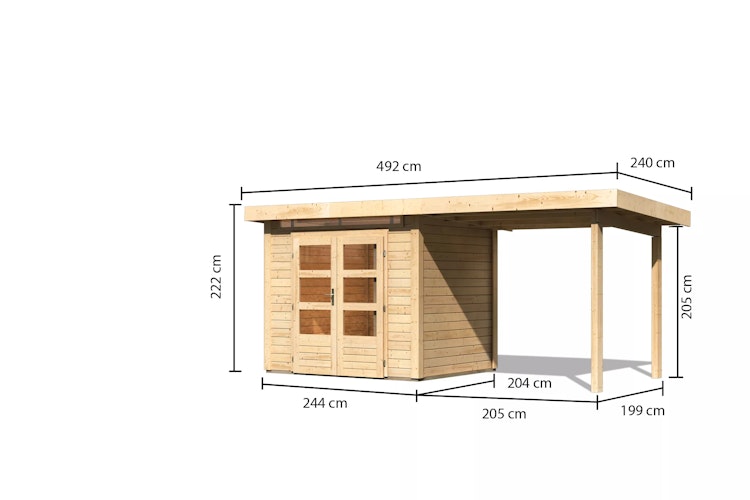 Karibu Woodfeeling Gartenhaus Kandern 1/2/3 mit 235 cm Schleppdach + Rückwand