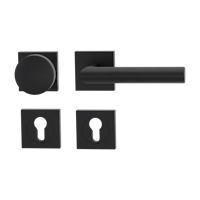 Griffwerk Wechselgarnitur LUCIA PROF Schraubtechnik FS Rosetten eckig Knopf R2 Graphitschwarz R
