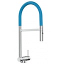 Vorschaubild Wasserhahn Vorfenster Küchenarmatur, Umklappbar 4,5 CM, mit 360° schwenkbarem Auslauf, abnehmbare 2 strahl Handbrause, Verchromt / Hellblau