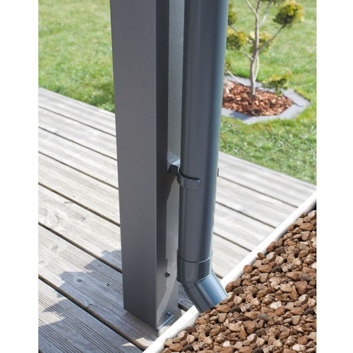 Skan Holz Aluminium Terrassenüberdachung Modena Breite 434 cm mit Echtglas-Dach