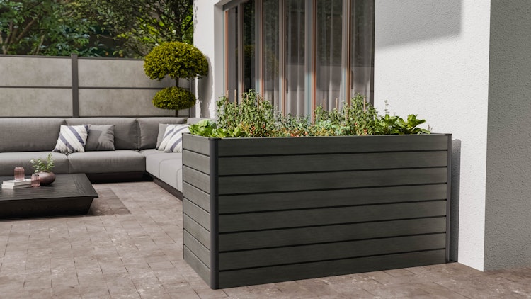 GroJa Solid Rhombus Stecksystem Hochbeet 150 x 70 x 79 cm  Steingrau co-extrdiert