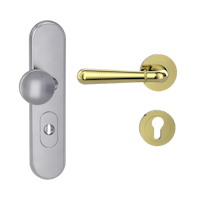 Griffwerk Kombi-Schutzbeschlag TITANO SB_882 mit Griff FABIA 72mm Zylinderabdeckung Tür 38-50mm L FABIA Messing-Optik