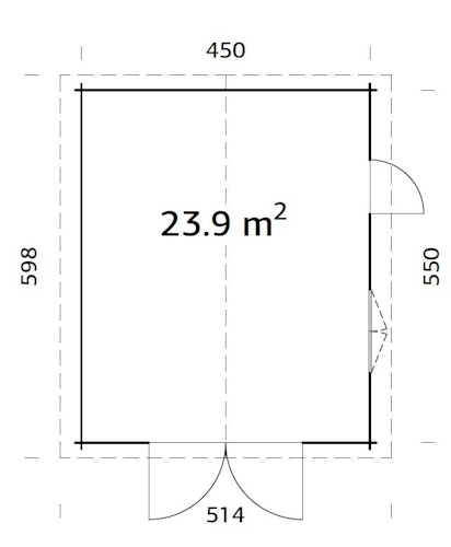 Palmako Garage Roger 23,9 m² - 44 mm - mit Holztor