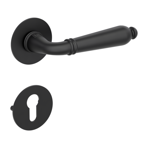 Griffwerk CAROLA PIATTA S -Graphitschwarz Rosettengarnitur rund -Flachrosette -PZ TS 37-45mm