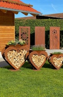 Badeko Herz-Holzregal in Edelrostoptik - 75 cm hoch