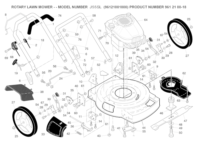 Husqvarna Rasenmäher gelegentliche Nutzung 96121001800 J 55S L