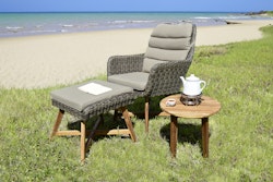 Garden Pleasure Lounger-Set CALVIA, Polyrattan / Akazie / Kissen 100 % Polyester