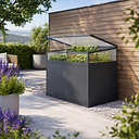 Vorschaubild KGT Frühbeet Aufsatz für Aluminium Hochbeet 130 Profile anthrazit (B1,21 x 0,91x H0,77 m - 700 l)
