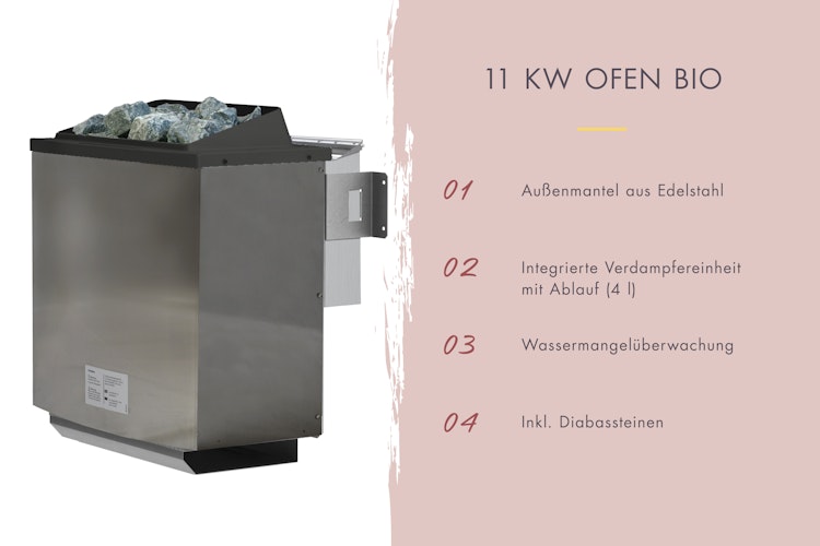 Karibu 11 kW Bio-Kombiofen Saunaofen anthrazit für externe Steuerung