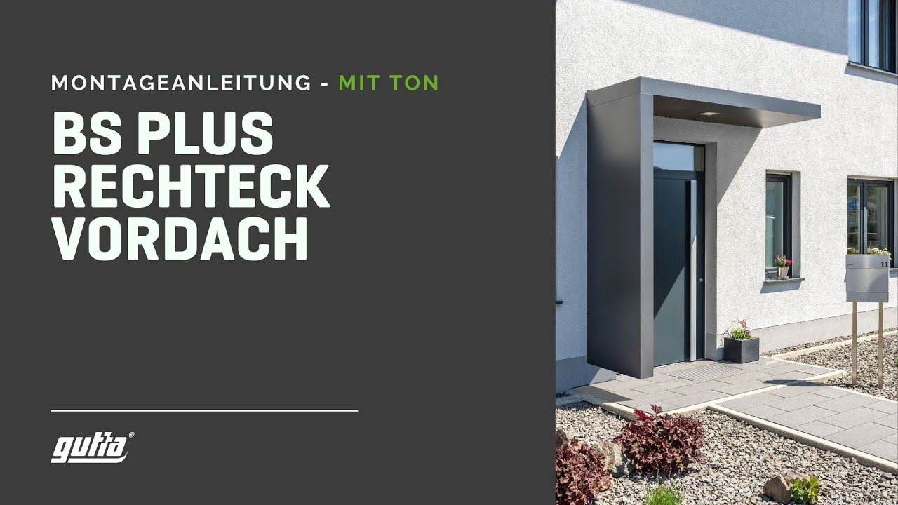 Gutta Rechteckvordach BS 200 in kubischem Design (Restposten in Farbe DB703 FS)