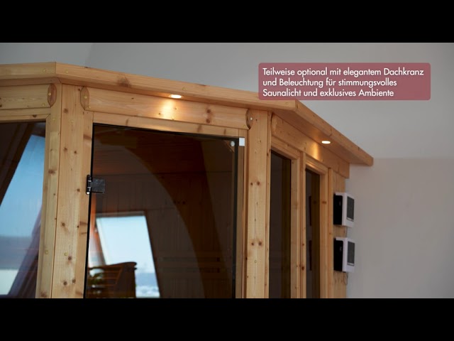 Karibu Multifunktions-Sauna Ava inkl. Infrarotstrahler mit Eckeinstieg 68 mm