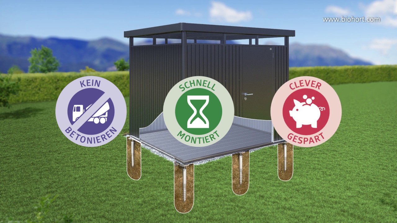 Erdschrauben-Fundament SmartBasePLUS für Biohort Gerätehaus Neo mit Einzeltür oder Doppeltür