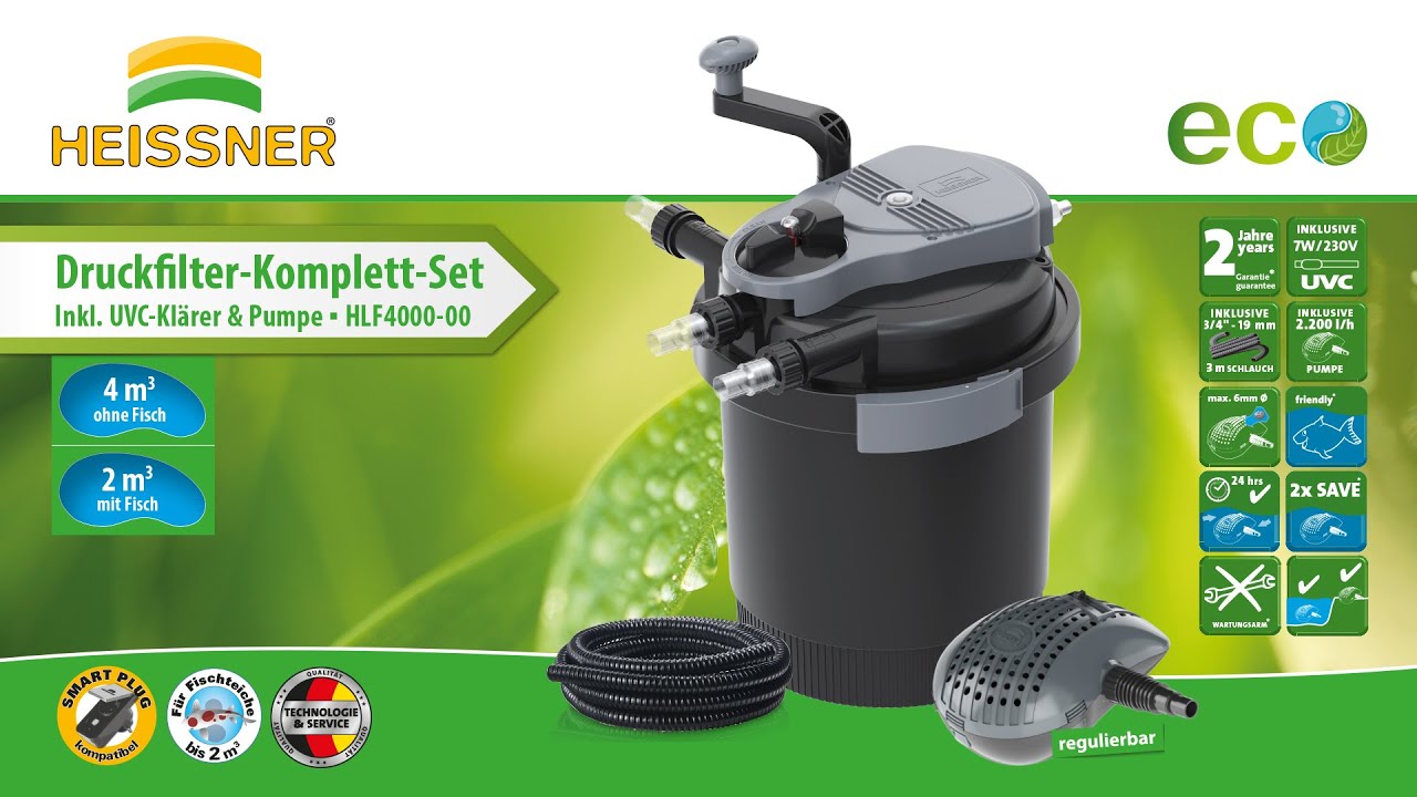 Heissner SMARTLINE Druckfilter, 7W UVC, mit Pumpe (HLF4000-00) bis 2020
