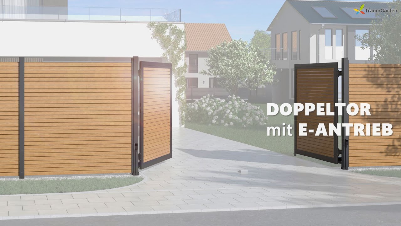 TraumGarten SYSTEM WPC Doppeltor auf Maß mit E-Antrieb