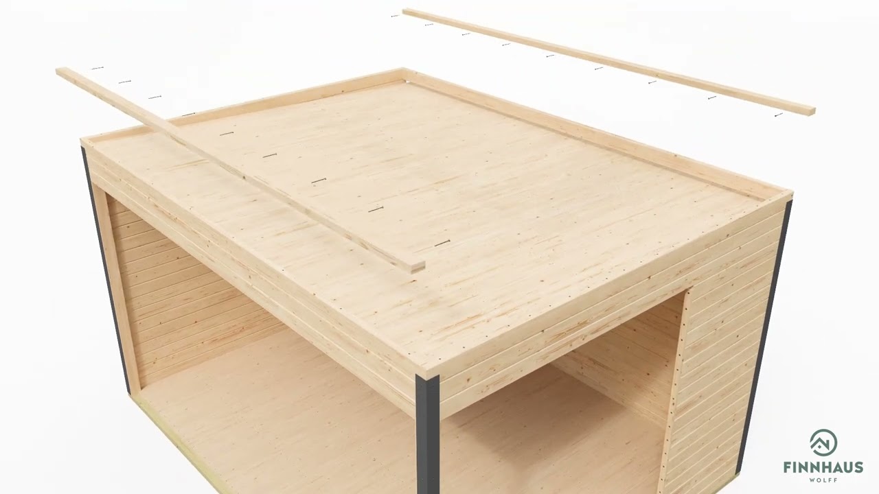 Wolff Finnhaus Gartenhaus Studio 44-B mit Alu-Eckverkleidung/Schiebetür und 200 cm Lounge Anbau (Starletta 5232)