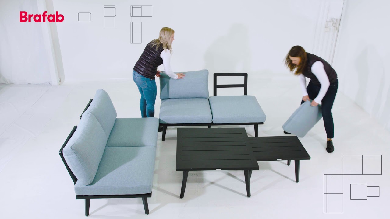 Brafab 1-Sitzer Modul VILLAC, Aluminium Schwarz / Olefin (100 % Polypropylen) Grau - Abverkauf 