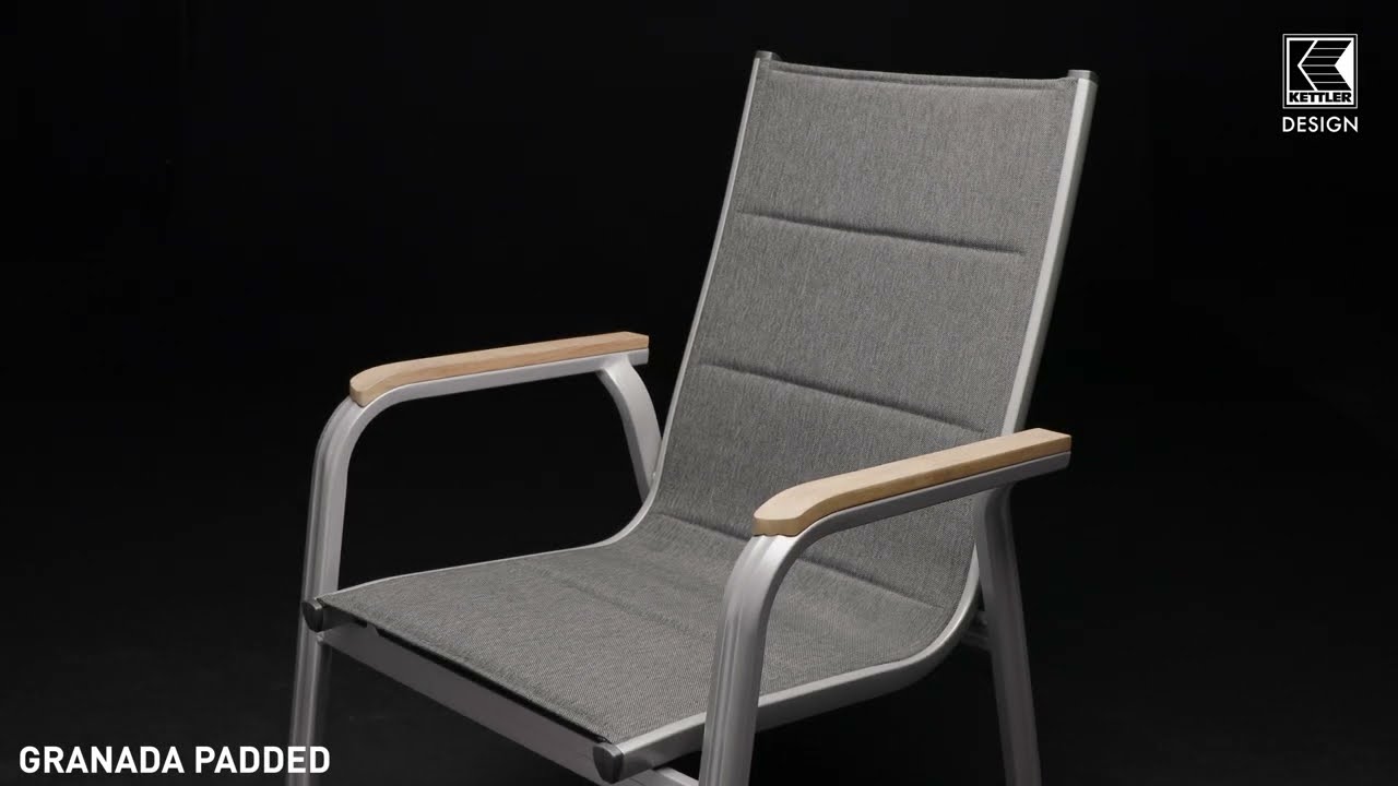 Kettler Stapelsessel GRANADA PADDED, Aluminium Silber / Outdoorgewebe Anthrazit - Auslaufartikel / Einzelstück