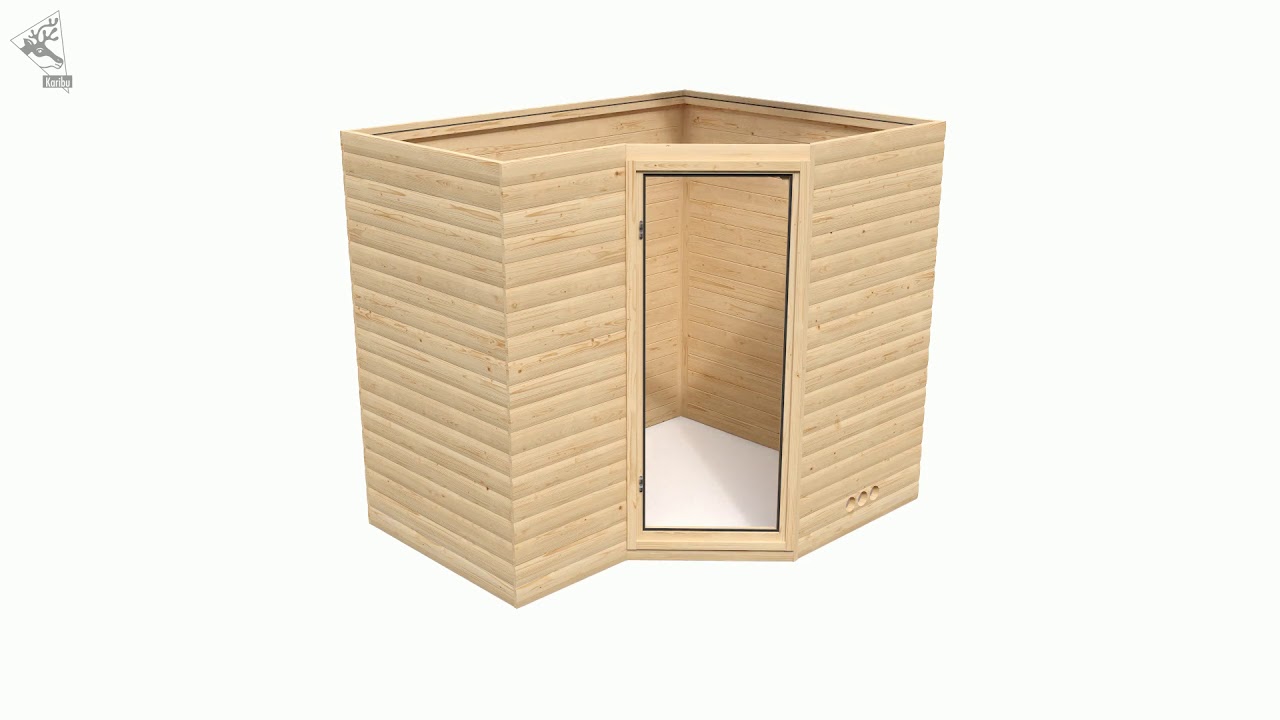 Karibu Sauna Tanami - Massivholzsauna mit Eckeinstieg 38 mm inkl. gratis Sauna-Zubehörset im Wert von 234,94 €