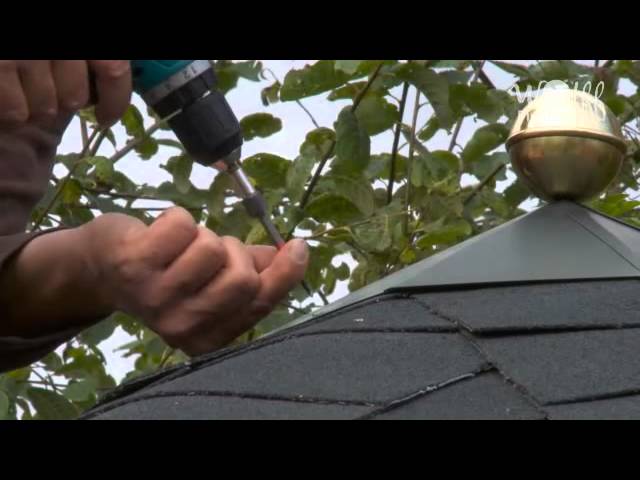 Wolff Finnhaus Dachhaube für Pavillon Kreta 6-eckig in schwarz mit Messingkugel und Platte