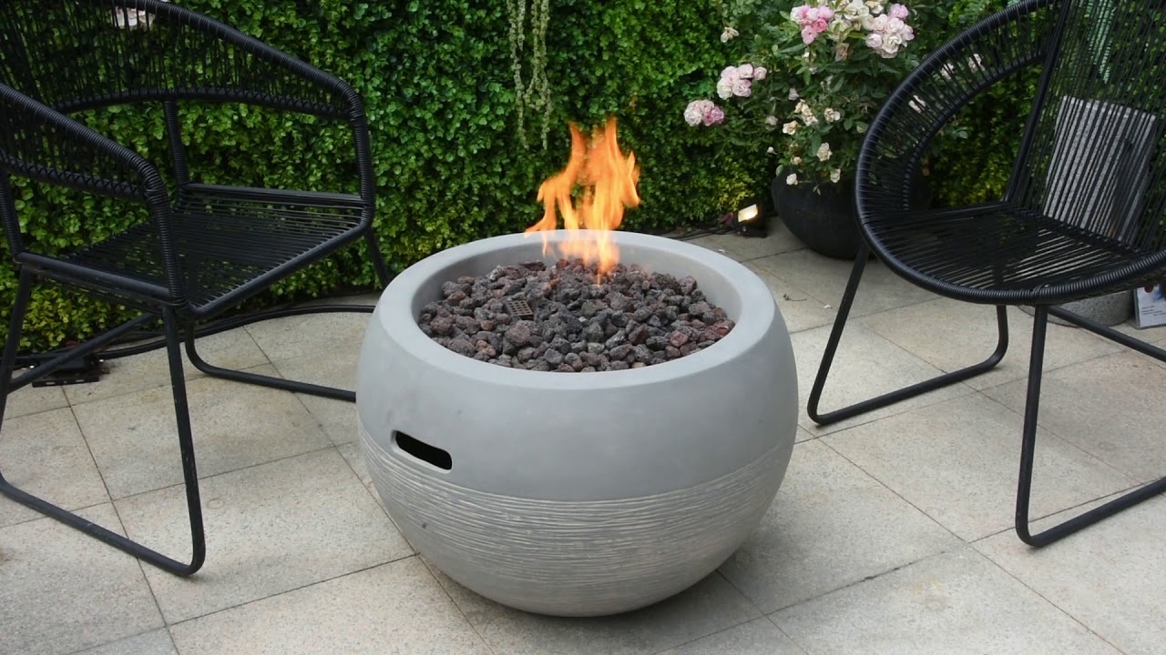 Gardenforma Gas Feuerstelle Marra, Beton-Optik grau, aus Faserbeton
